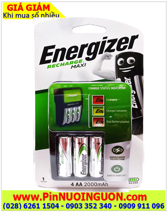 Energizer CHVCM4; Bộ sạc pin Energizer CHVCM4 kèm 4 pin sạc Energizer AA2000mAh 1.2v _Mẫu mới